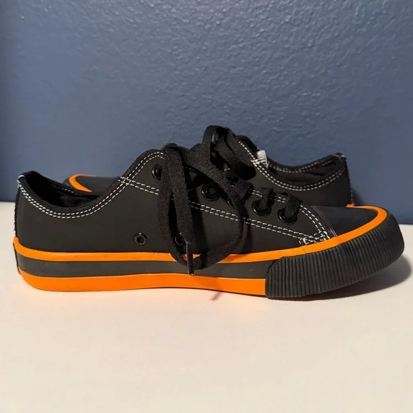 Harley-Davidson “Zia” Women’s Back & Orange Low Top Sneakers Size 6 - Picture 4 of 8